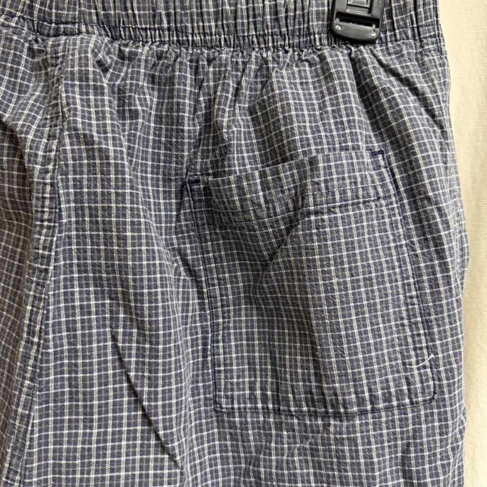 VTG Route 66 Y2K Mens Blue Plaid Cargo Shorts Elastic Waist Cotton Casual SZ Med - Picture 6 of 6